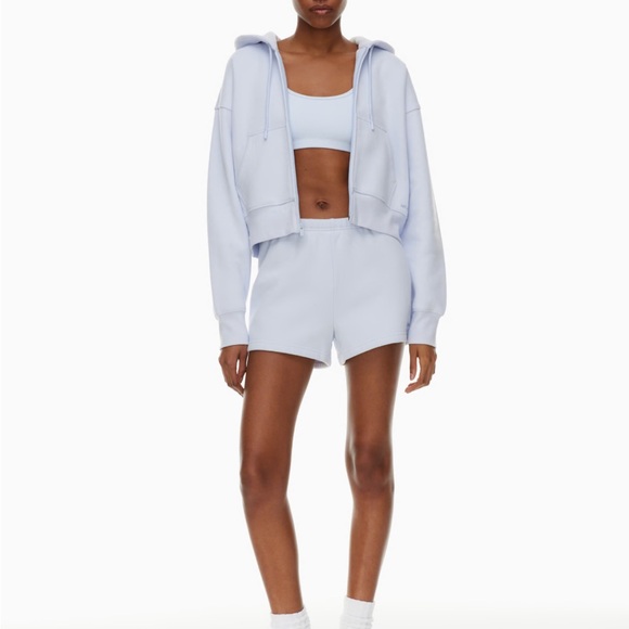 Aritzia Light Blue Cozy Fleece Perfect Hi-Rise Mini Sweatshort - Picture 1 of 6